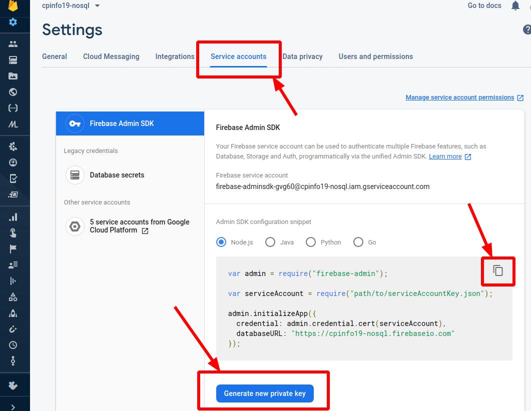 firebase add service acount